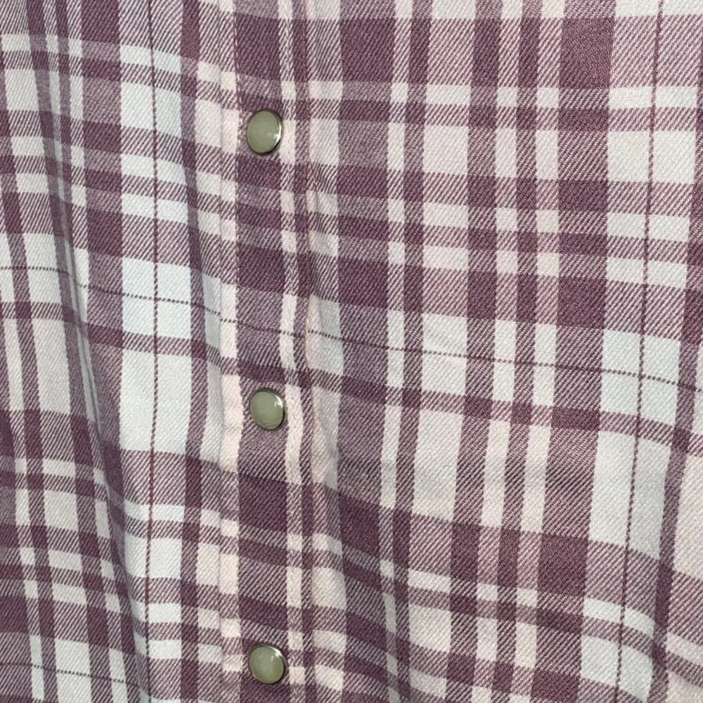 NWT JACHS Girlfriend Purple Plaid Snap Front Shirt Soft Button Down S Flannel